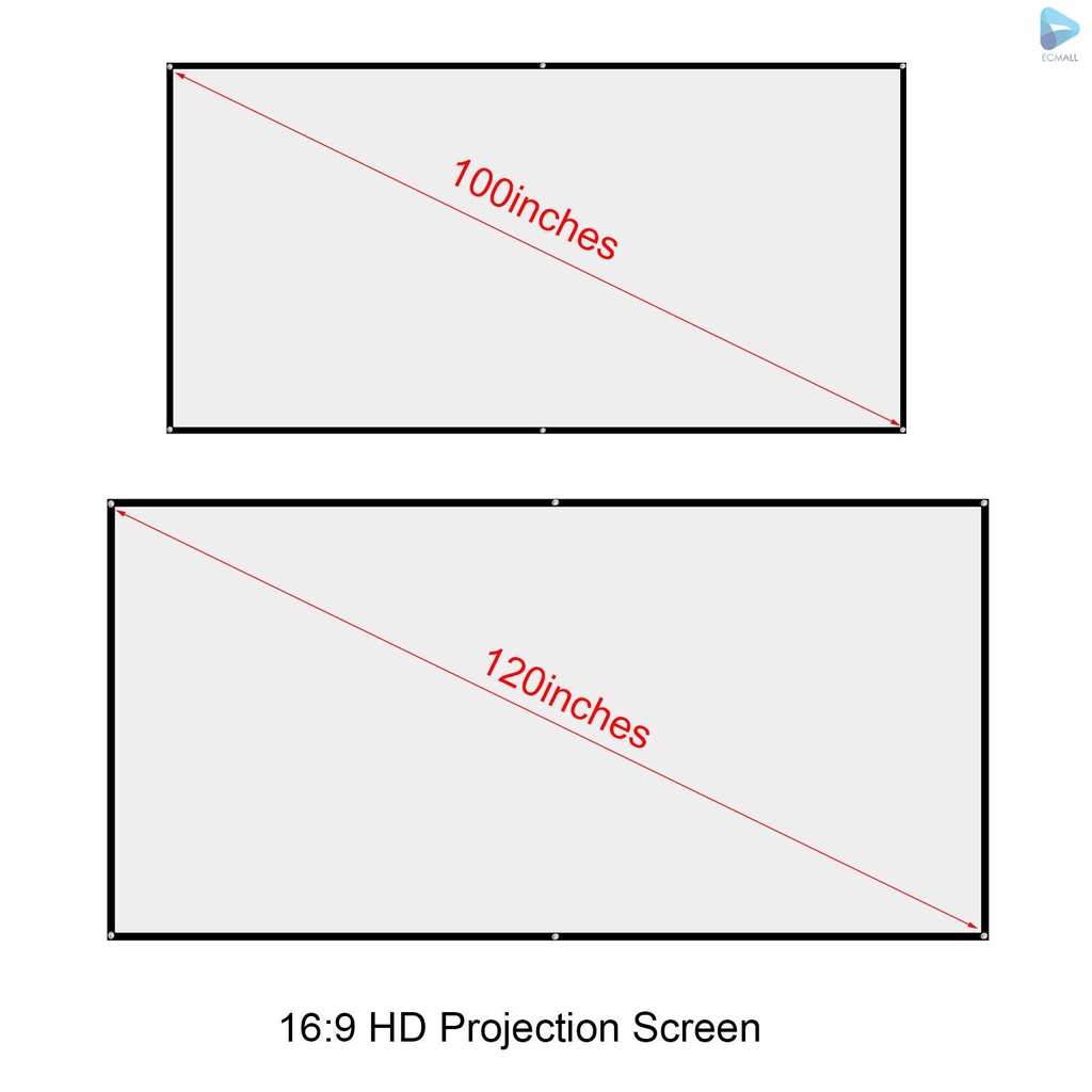 Màn Chiếu Màu Đen 100 / 120 Inch 16: 9 Hd Gấp Gọn Tiện Dụng Cho Gia Đình