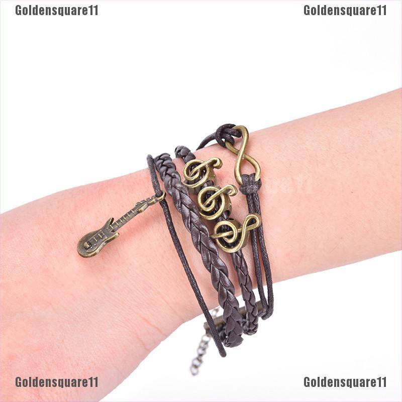 Vòng Tay Da Mặt Hình Nốt Nhạc Thời Trang