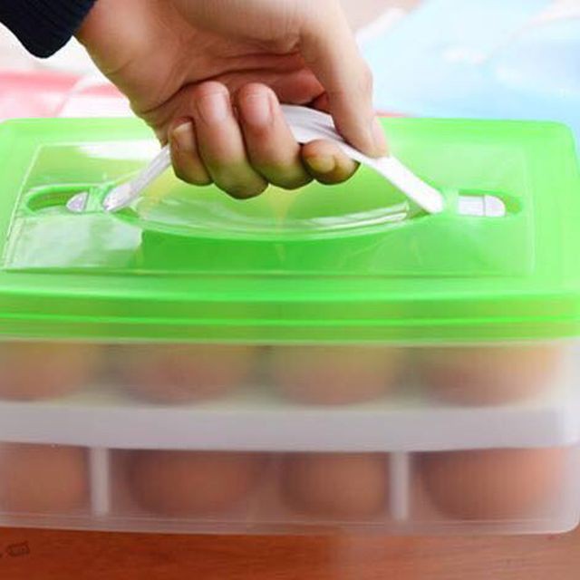 HỘP ĐỰNG TRỨNG TỦ LẠNH 2 TẦNG CÓ 24 Ô NHỰA DÀY[GIA DỤNG SHOP]