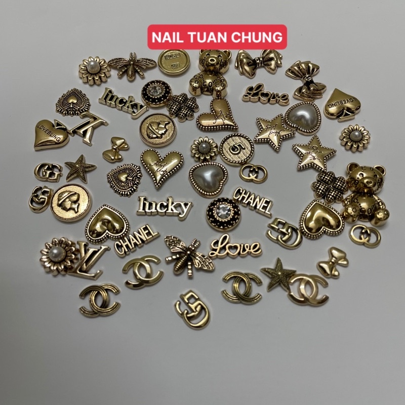 Set 50 Con Charm Đồng Đính Móng Tay , Charm Nail Hot , Charm Thương Hiệu