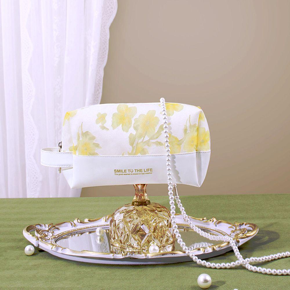 OCEANMAP Túi Lưới Đựng Mỹ Phẩm Trong Suốt Họa Tiết Hoa Xinh Xắn Có Khóa Kéo Tiện Dụng