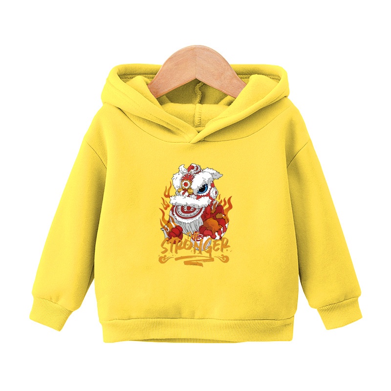 Áo Hoodie Mùa Đông In Hình Sư Tử Nhảy Múa Phong Cách Trung Hoa Mừng Năm Mới Cho Bé Trai Và Gái 1-6 Tuổi