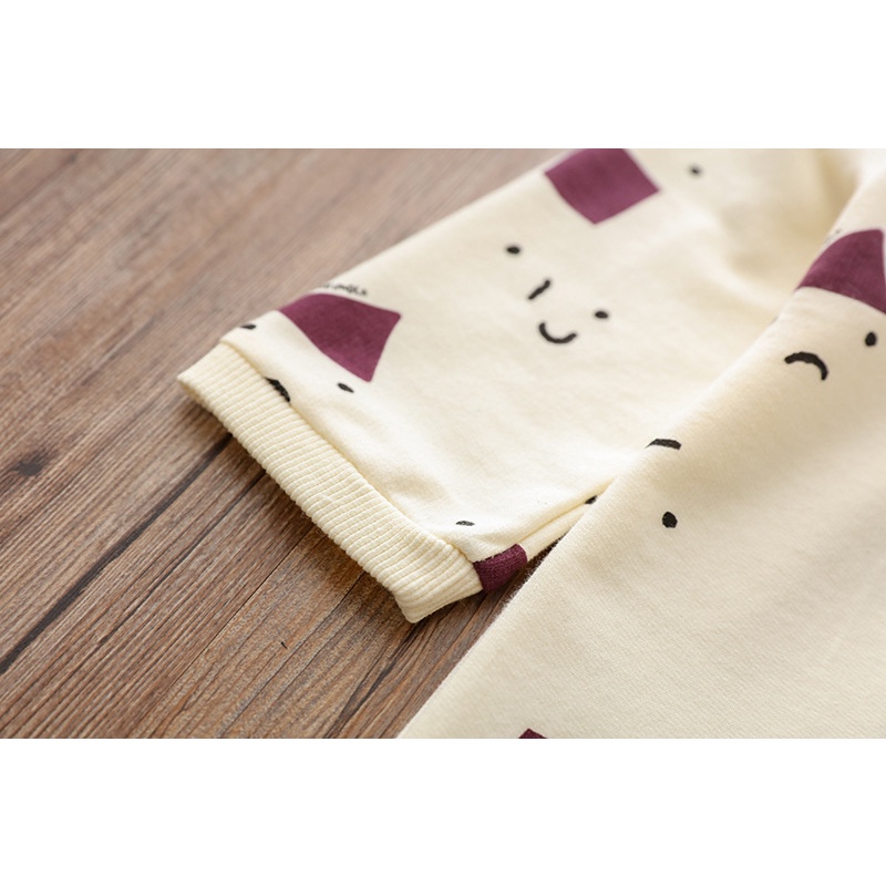 Bộ bé trai & bé gái trắng hình học moimojn