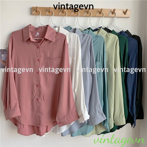 {vintagevn} Áo sơ mi nữ cổ polo dáng dấu quần 2021 FREESHIP 50K A,033