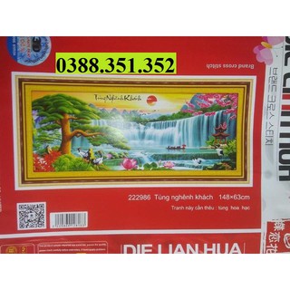 Tranh thêu chữ thập Tùng nghênh khách 222986 - 148×63cm