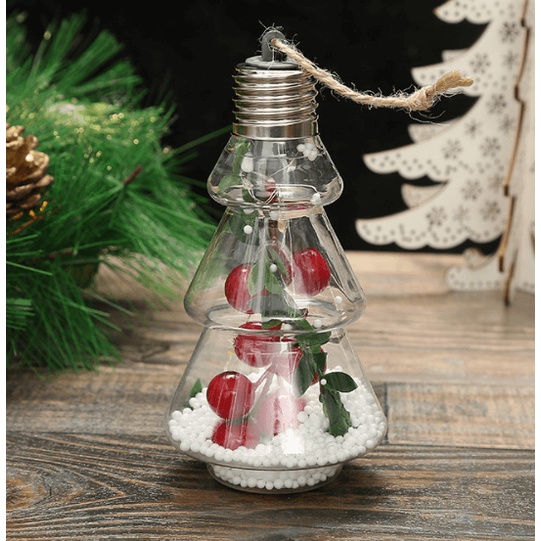 [Ảnh thật] Phụ kiện trang trí cây thông bằng nhựa trong suốt có đèn LED DIY