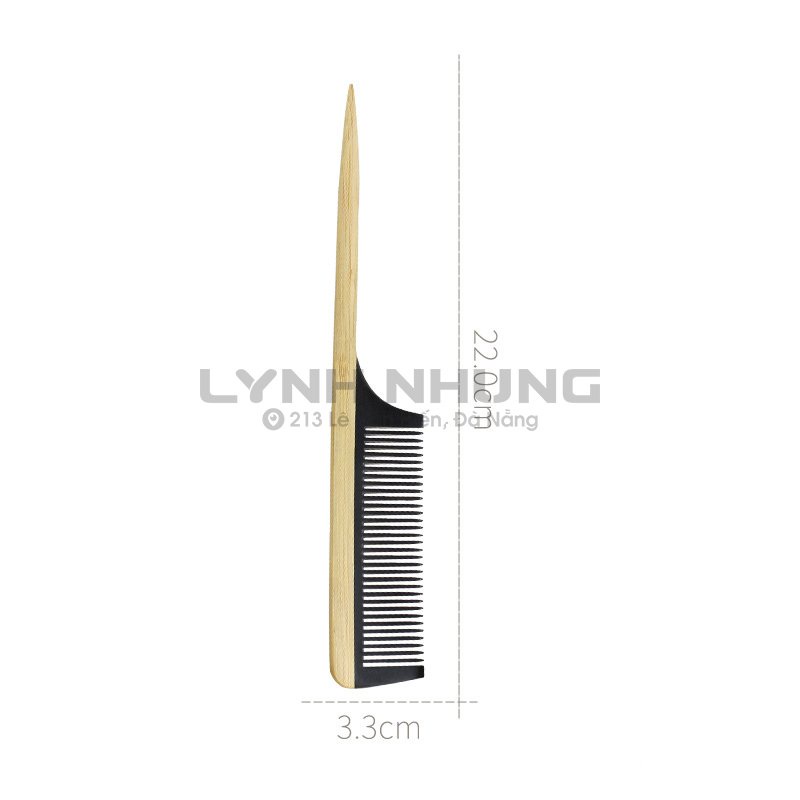 Lược chải đầu bằng gỗ tay cầm đuôi nhọn D22xR3.3cm