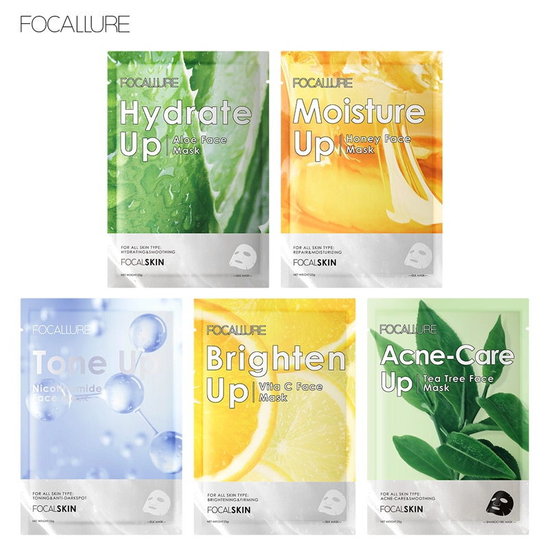 FOCALLURE Face Mask Skin Care Acne Remedy Vitamin C Moisturizing Oil Control Tone up Brighten up Energy Facial Sheet Mask