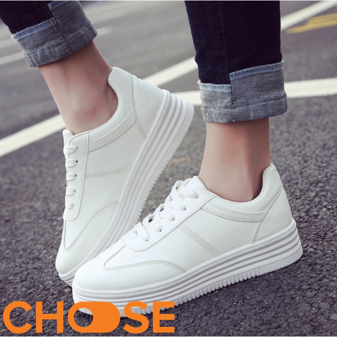 Giày Thể Thao Nữ Sneaker Màu Trắng Choose Tăng Chiều Cao Cho Học Sinh GK9K2