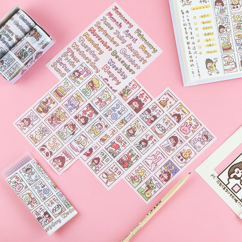 4 Tờ Sticker Dán Trang Trí Sổ Tay Hình Cô Gái Dễ Thương Xinh Xắn