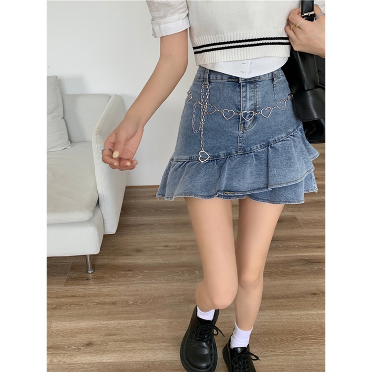 Chân váy jeans ngắn cạp cao dáng ôm sherry cabinet