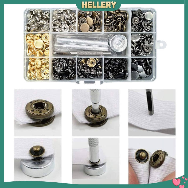 1 Bộ Dụng Cụ Đinh Tán Bằng Đồng Thau + 6 Màu Dùng Để Cố Định Quần Áo / Da / Túi Xách (12.5mm, 12.5mm)