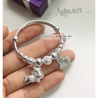 Lắc bạc trẻ em khắc tên - Charm tuổi tuất