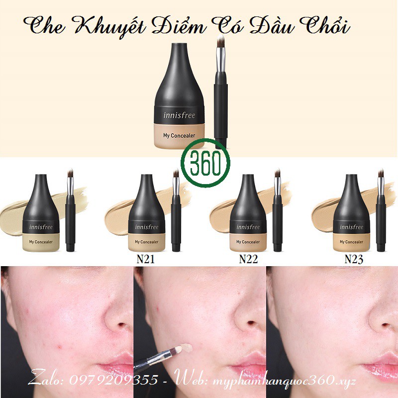 Kem Che Khuyết Điểm Có Đầu Chổi Innisfree My Concealer [Spot Cover] 5.5g