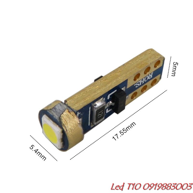 (Main xanh chân vàng)1 bóng đèn T5 Led 1 chip chiếu thẳng cho kim, báo số, mặt đồng hồ xe máy ô tô