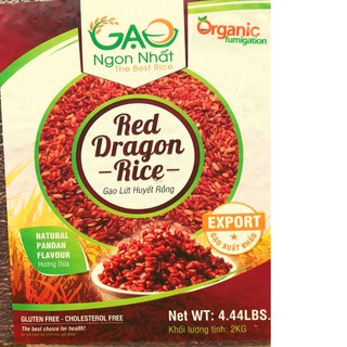 Gạo lứt huyết rồng túi 2kg -Gạo xuất khẩu theo công nghệ hun trùng hữu cơ, thơm, dẻo, đậm vị