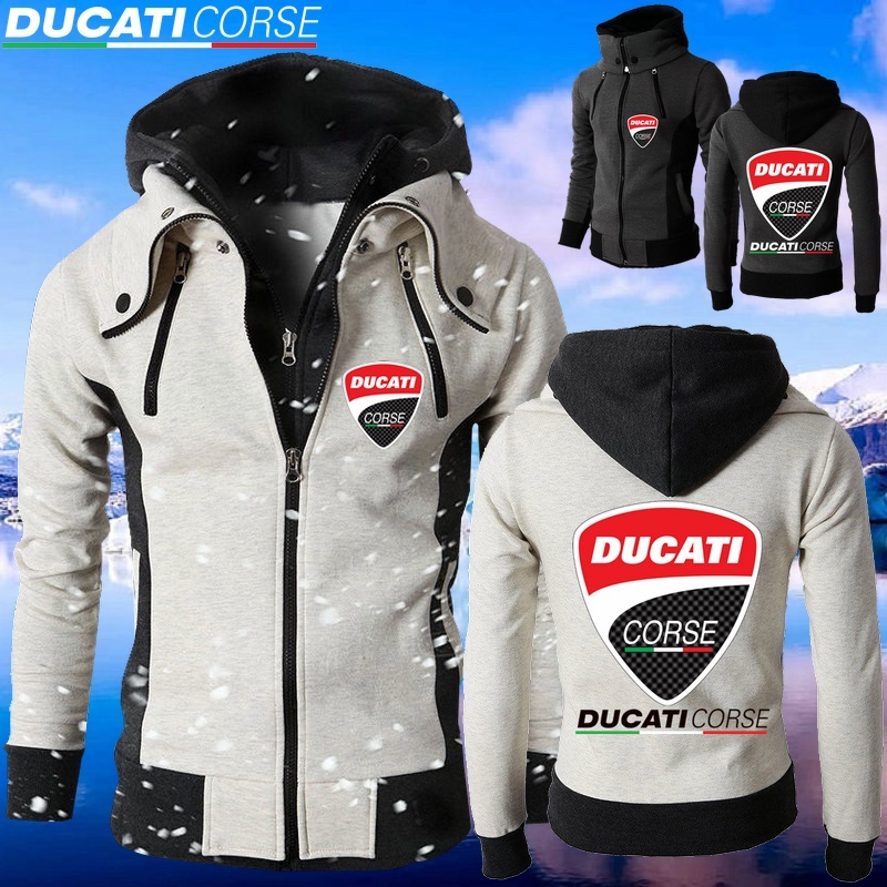 Áo Khoác Có Nón Trùm Đầu Cổ Cao In Logo Ducati Corse Thời Trang Mùa Đông Cho Nam