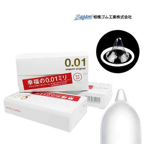 Bao cao su Sagami Original 0.01 hộp 5 chiếc nhập khẩu Nhật Bản - mỏng nhất thế giới