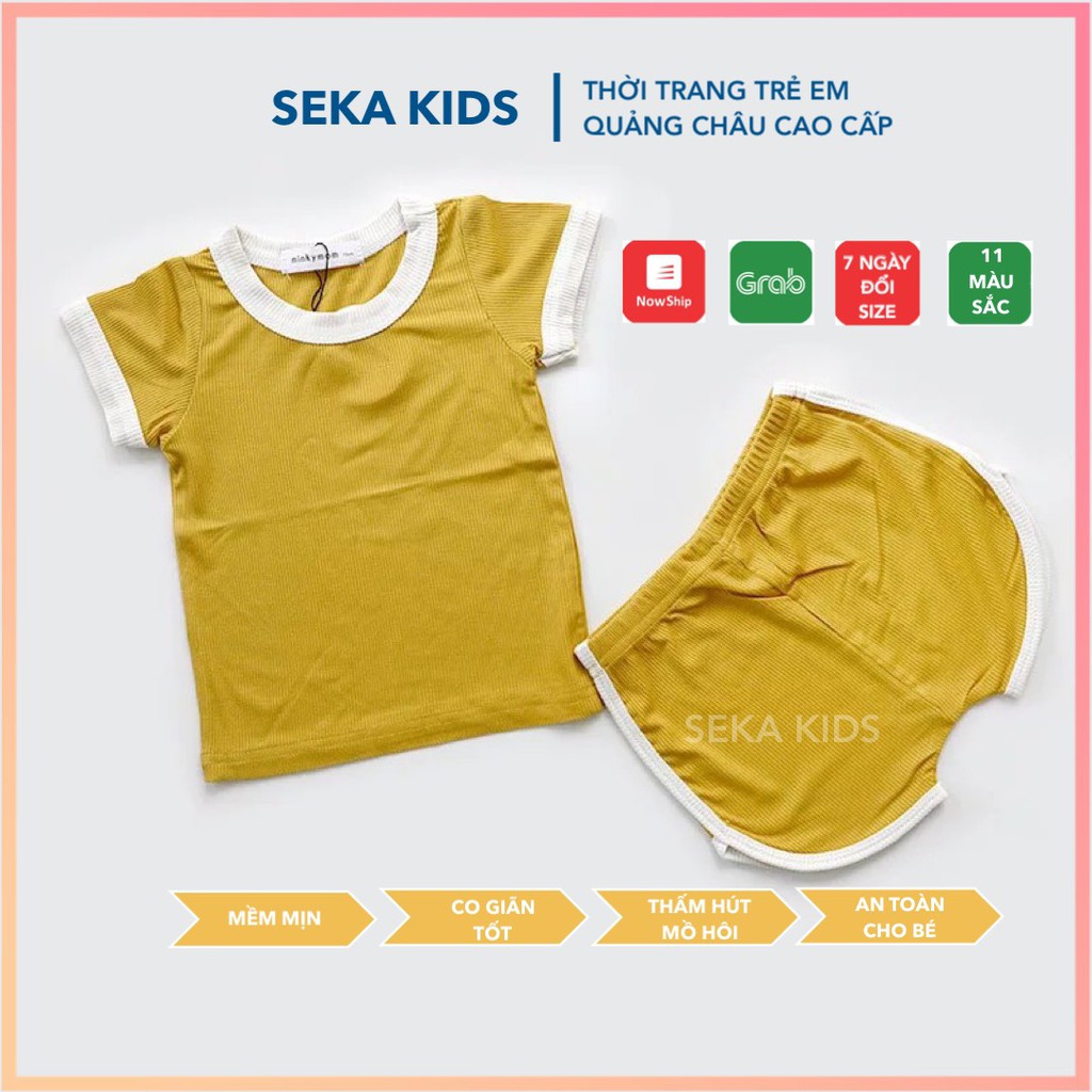 Bộ thun lạnh cho bé MinKy Mom, đồ bộ cotton bé trai bé gái cộc tay mềm mịn an toàn cho da trẻ em - Seka 2103.08 CS89