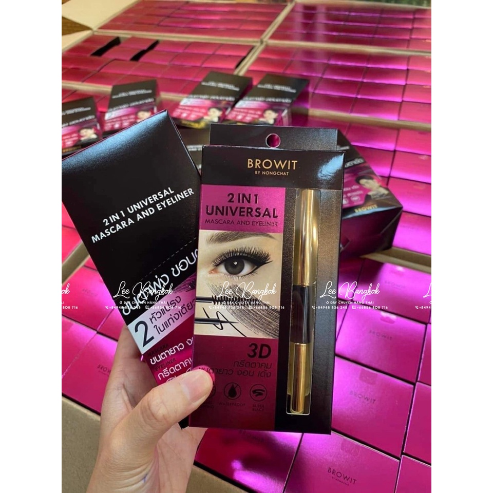 Mascara &amp; Eyeliner 2 Đầu Browit by Nongchat Giúp Dưỡng Mi Dài, Cong Mi Hàng Thái Lan Chính Hãng