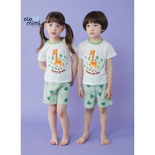 Bộ pijama cộc bé trai/ bé gái Happy Giraffe 100% Cotton – Olomimi Hàn Quốc