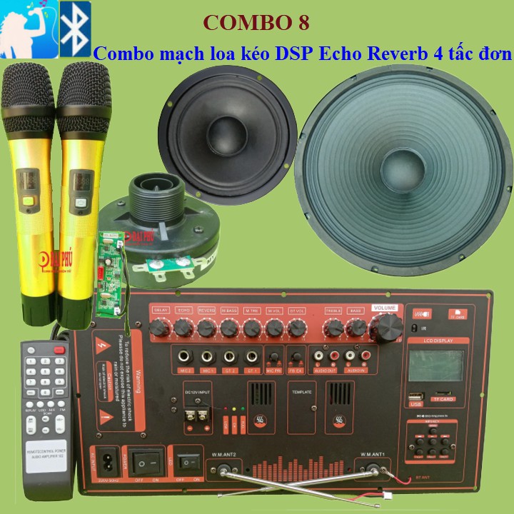 Combo Mạch loa kéo Reverb chống hú 4 tấc đơn