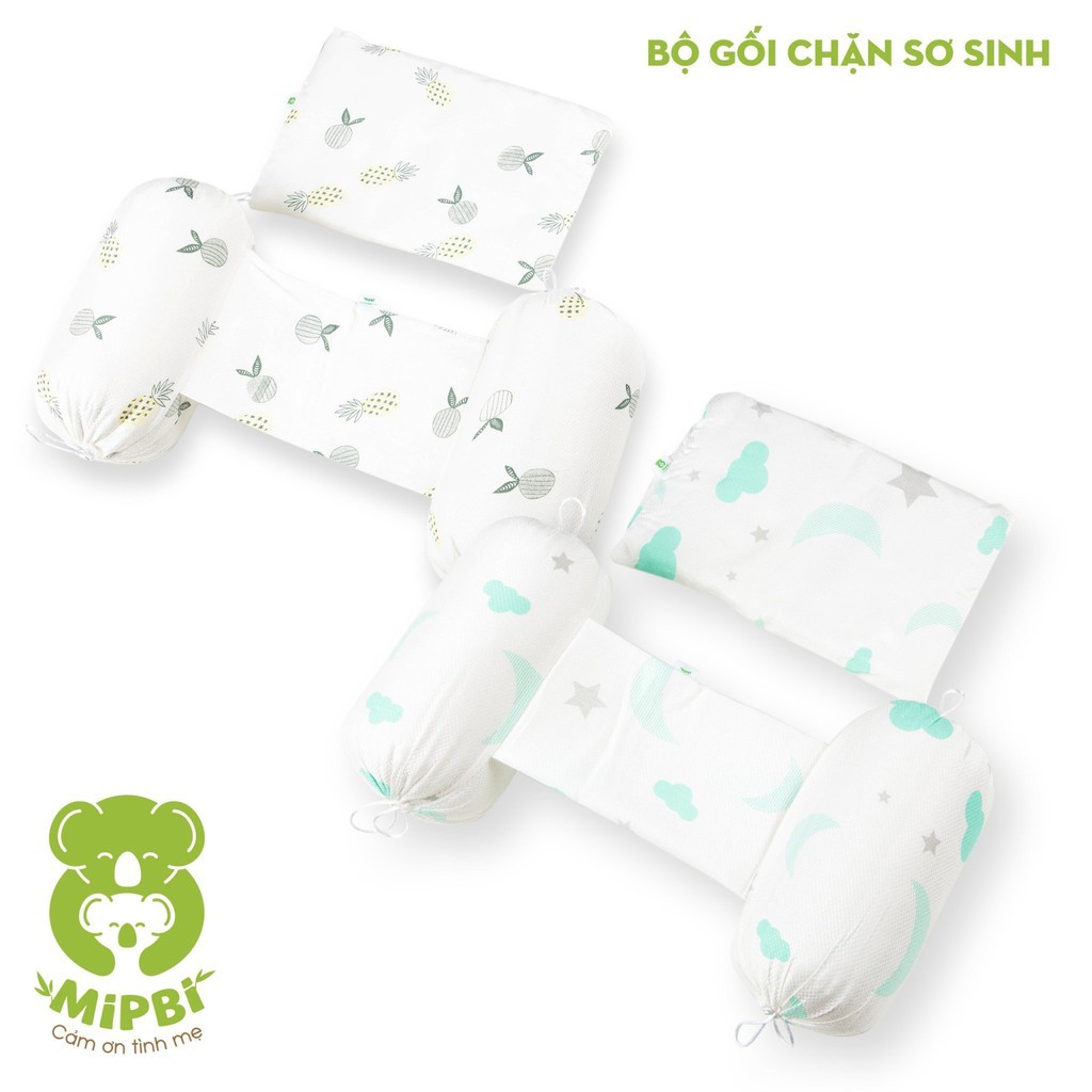 Bộ gối chặn họa tiết mềm mại, an toàn cho bé Mipbi