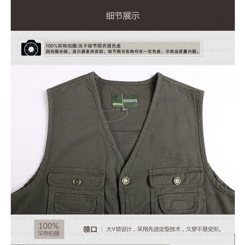 Áo Ghi-Lê Cotton Nhiều Túi Phong Cách Mùa Thu Thời Trang Cho Nam | BigBuy360 - bigbuy360.vn