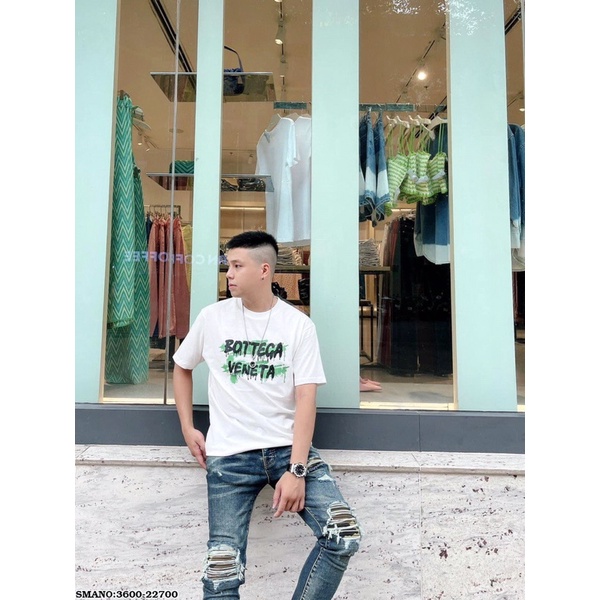 Áo Phông Nam BOTTECA VENETA Chữ In Đẹp - Áo Thun Nam Chữ Chảy Cao Cấp