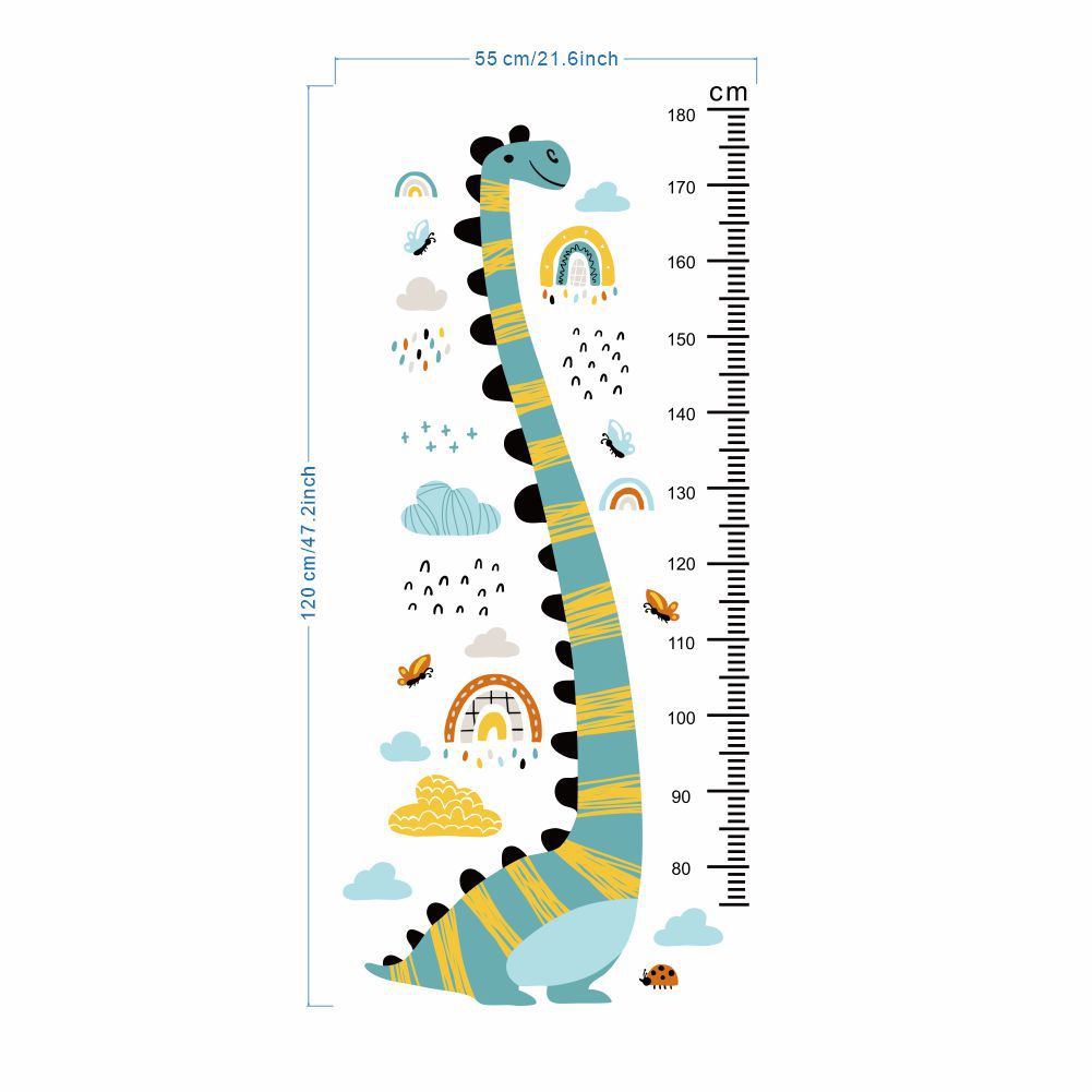 Miếng Dán Tường Đo Chiều Cao Họa Tiết Khủng Long Hoạt Hình Dễ Thương Dành Cho Trẻ Em
