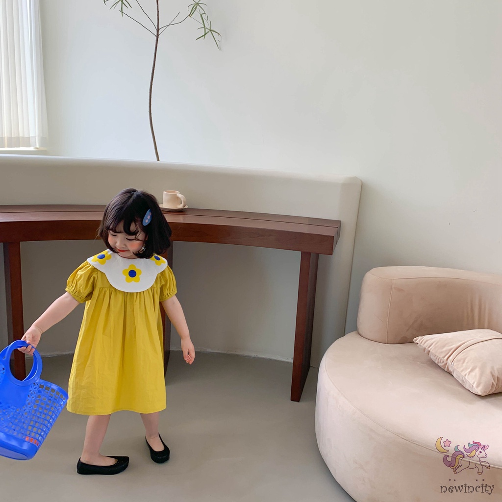 Đầm Công Chúa Tay Ngắn In Hoa Kiểu Hàn Quốc Thời Trang Mùa Hè Cho Bé Gái