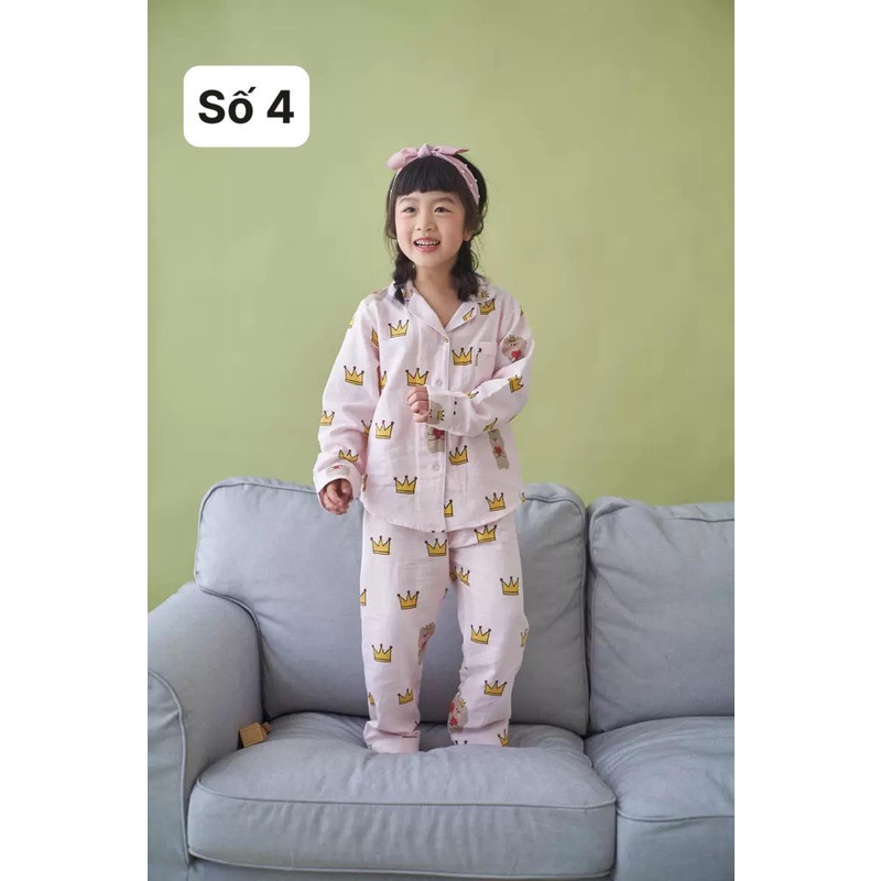 Bộ Pijama thô xuất hàn , đồ ngủ cực xịn cho bé gái