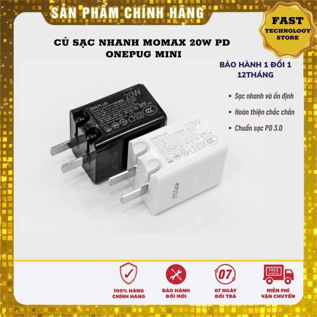 Củ sạc nhanh 20w PD Onepug mini chính hãng Momax xịn ngang với Anker