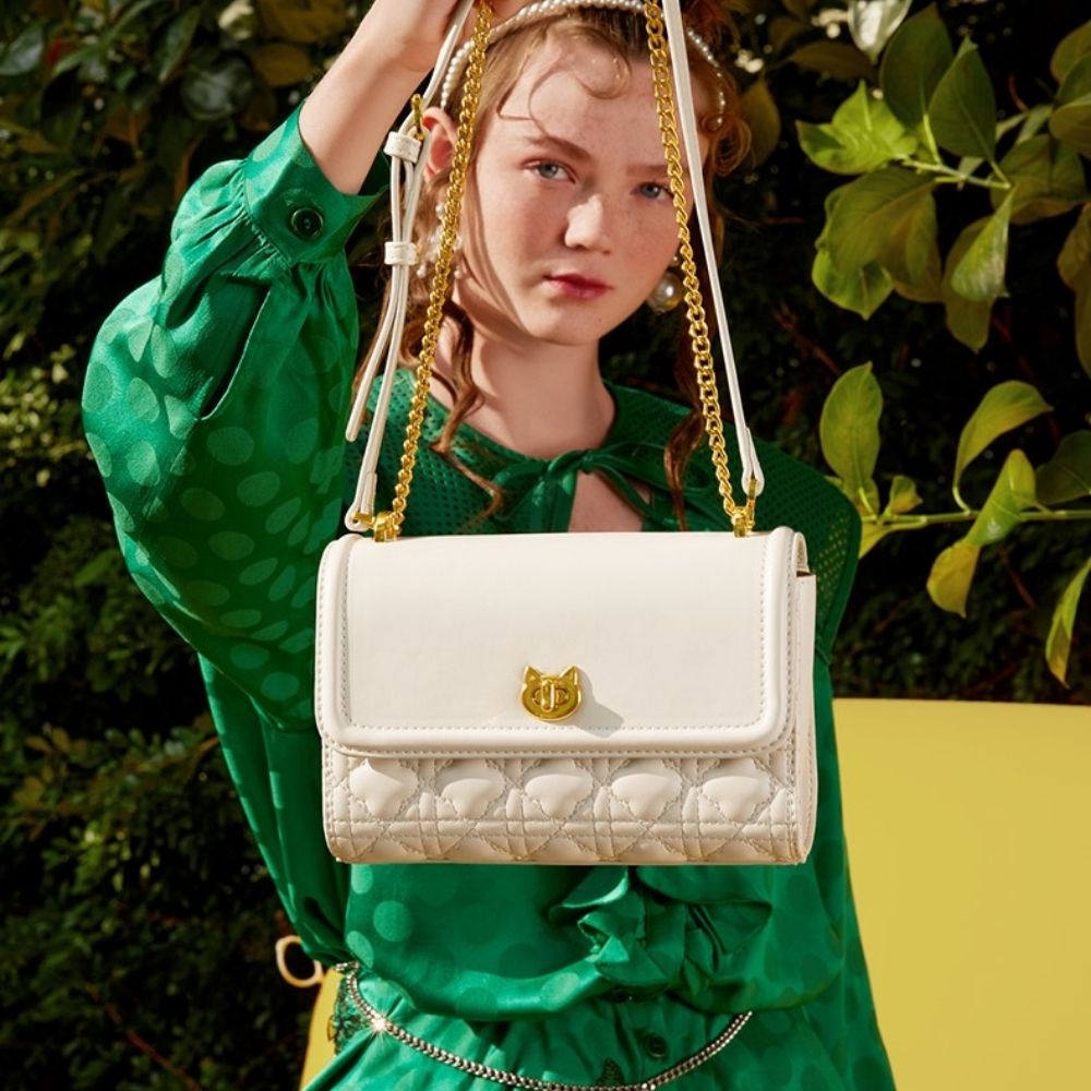 Túi đeo chéo nữ Just Star đẹp dễ thương chần ô khóa charm mèo ViAnh Store 172880