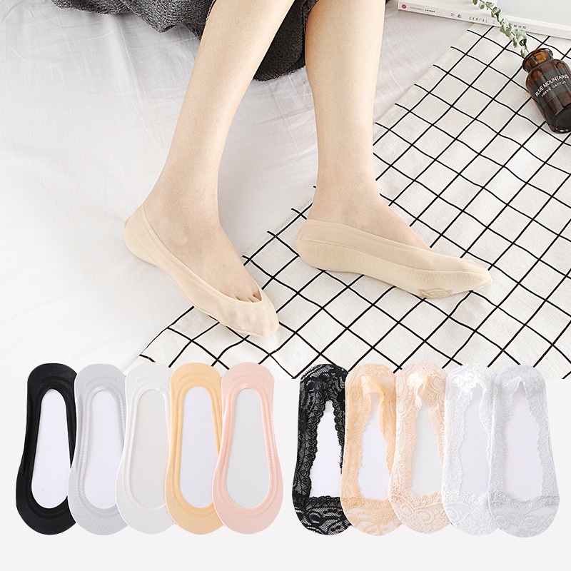 1 Đôi Vớ Cotton Cổ Thấp Chống Trượt Thời Trang Mùa Hè Cho Nữ