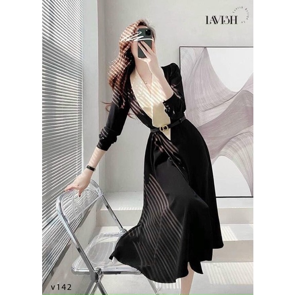 Đầm váy cổ đắp chéo dáng dài sang chảnh đi dự tiệc, doanh nhân,  KÈM HÌNH THẬT USA FASHION