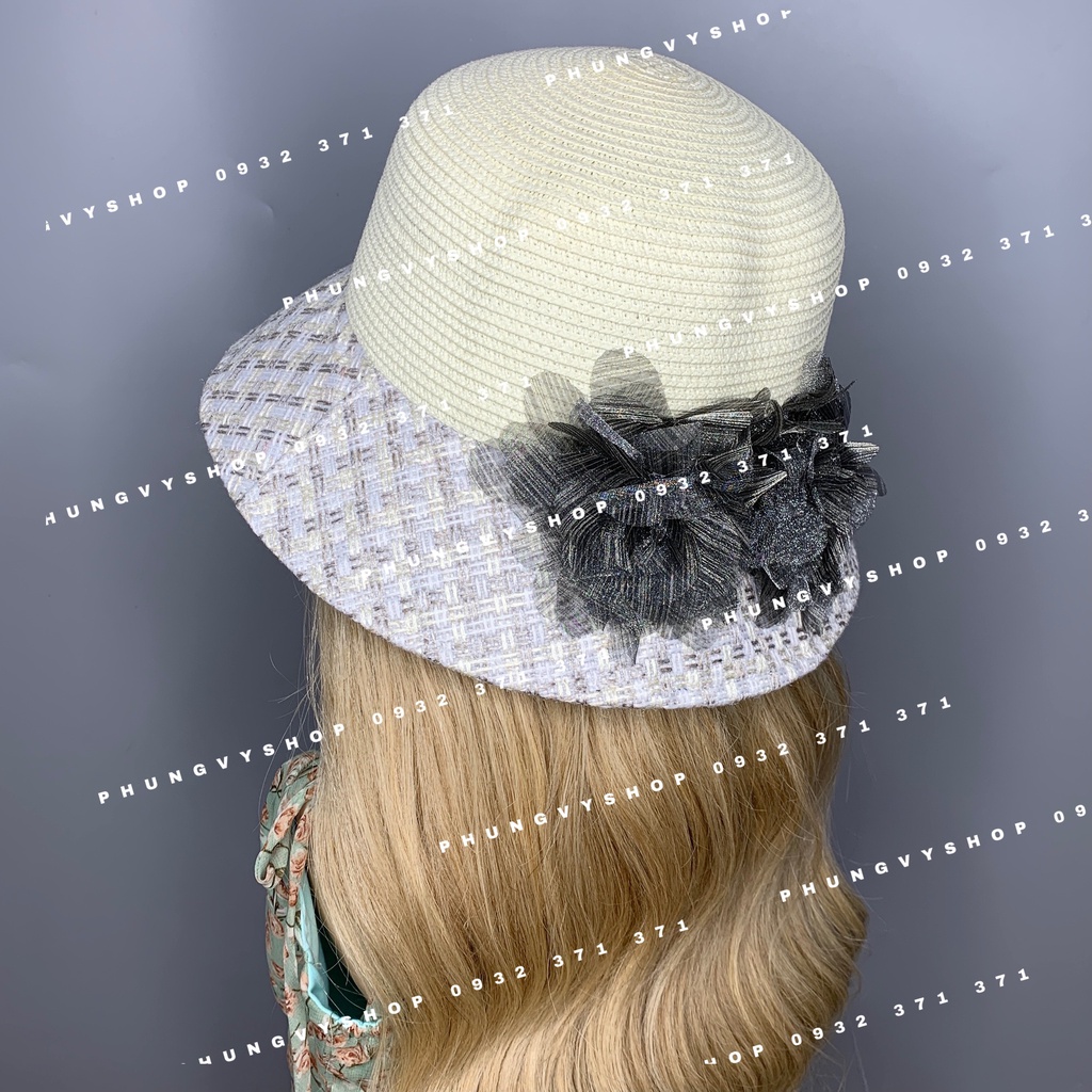 (NT)- Mũ cói VÀNH NHỎ LEN ĐAN- nón đi biển che nắng