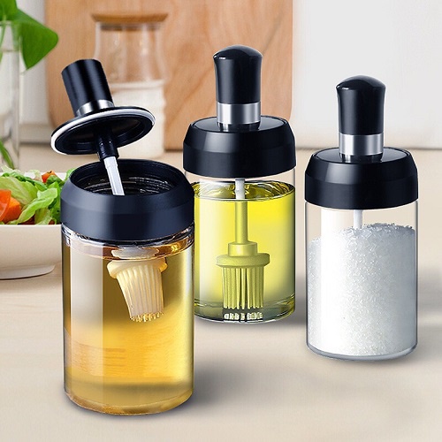 Hũ Lọ Đựng Gia Vị Thủy Tinh Chống Đổ Kèm Thìa Sang Trọng