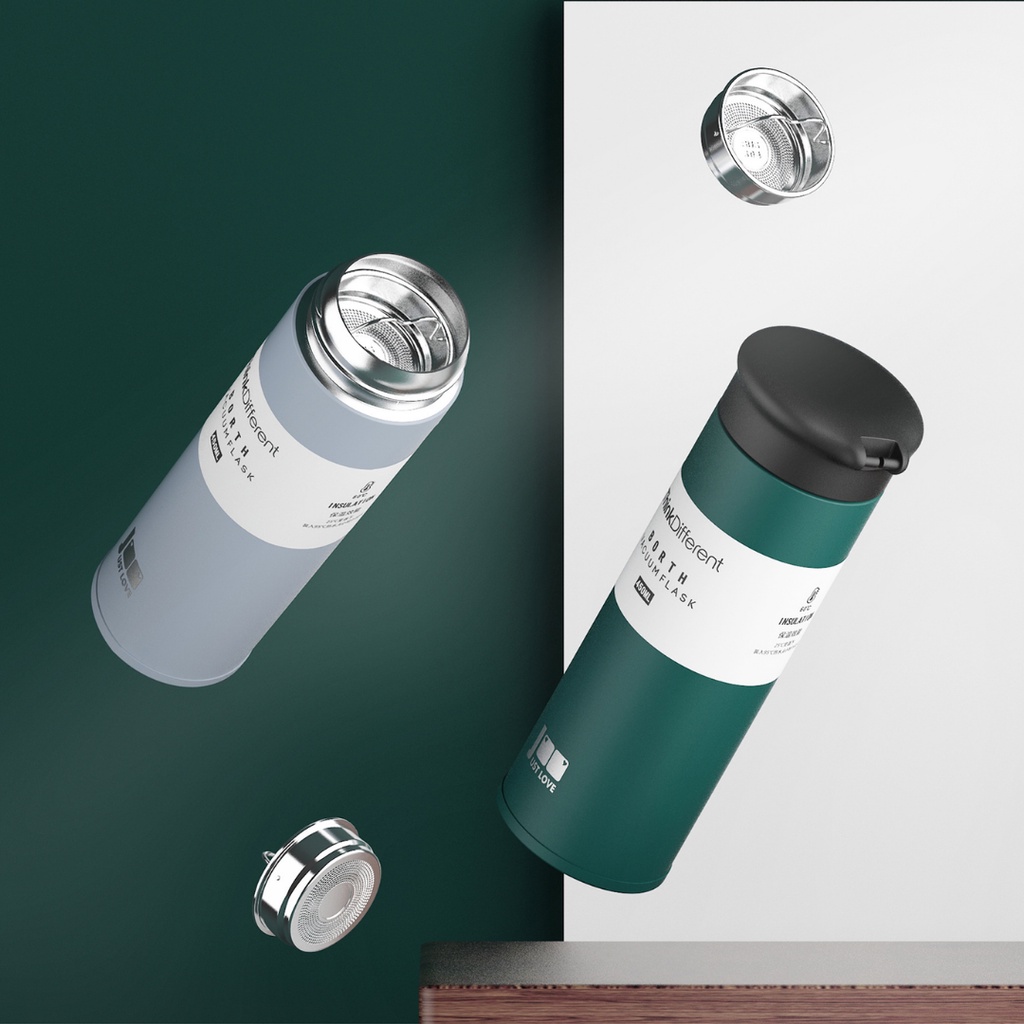 Bình giữ nhiệt cao cấp inox 304 chính hãng HANZY, kèm lõi lọc pha trà, cafe tiện dụng có quai xách