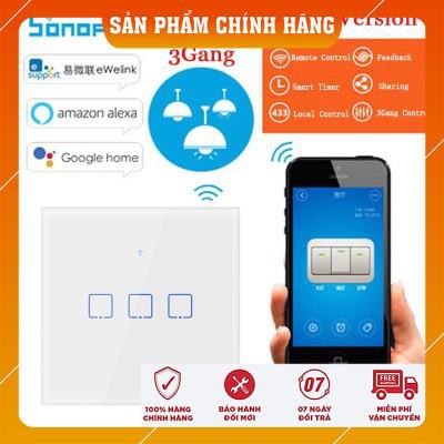 CÔNG TẮC WIFI CÓ RF433 SONOFF T1 UK 3 NÚT HÌNH VUÔNG