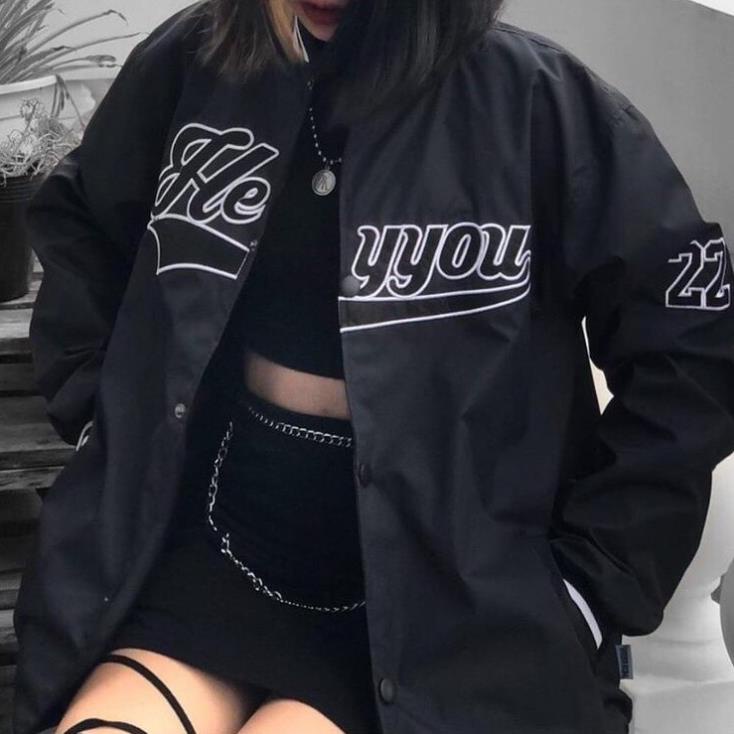 Áo khoác bomber varsity jacket hàng Heyyou chính hãng unisex nam nữ hoàn xu xtra