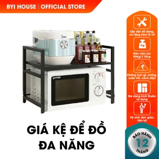 [QUÀ TẶNG]Kệ Để Đồ Đa Năng Sơn Đen Tĩnh Điện 3 Lớp An Toàn Thông Minh- Giá Để Đồ Nhà Bếp 2 Tầng Cao Cấp- BYI House