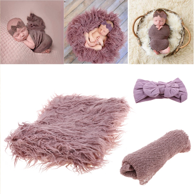 Set 3 Tã Vải Quấn Mềm Mại Dùng Làm Đạo Cụ Chụp Ảnh Cho Bé Sơ Sinh