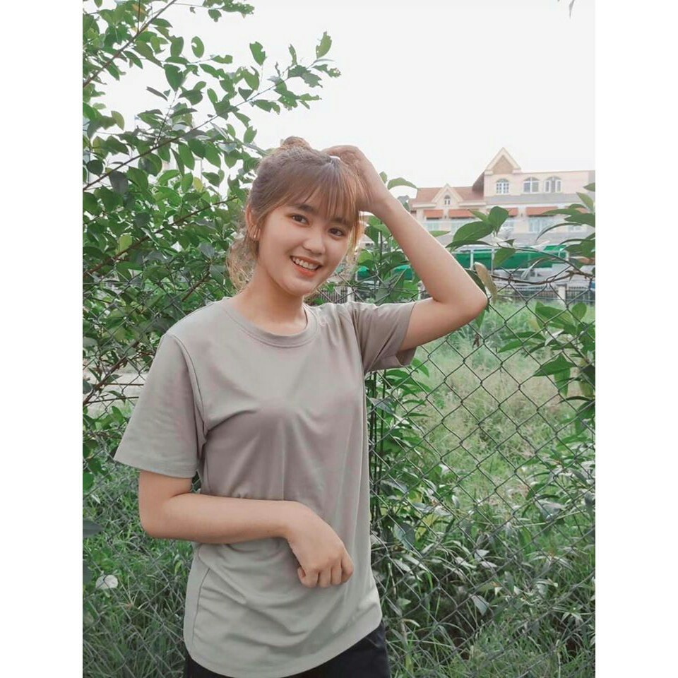 Áo Thun Trơn Nam Nữ Unisex VNXK Chính Hãng AGE2X Màu Trà Nhạt SoftMatcha.