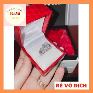 Ảnh thật + video ♥️ Nhẫn đính đá tròn thanh lịch sáng dễ đeo