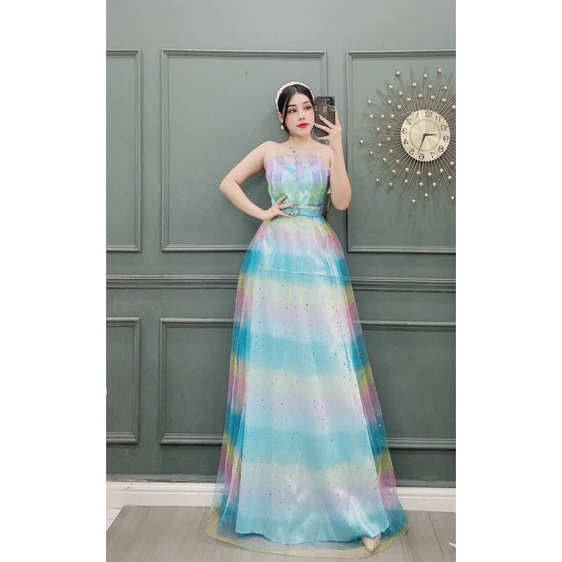 ĐẦM LƯỚI CẦU VỒNG 2 DÂY KHOEN EO HOA CÚC