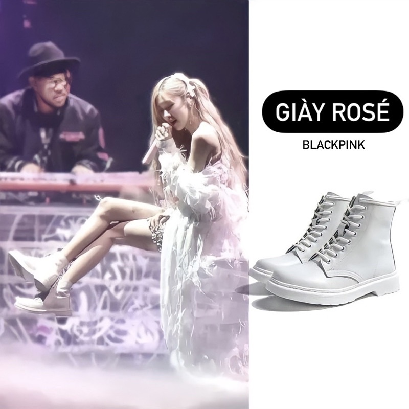 sẵn/ giày trắng ROSE blackpink 🙃 lolita😛 boot đen (clip thật 829) ĐỘN ĐẾ 🥰 bốt đen