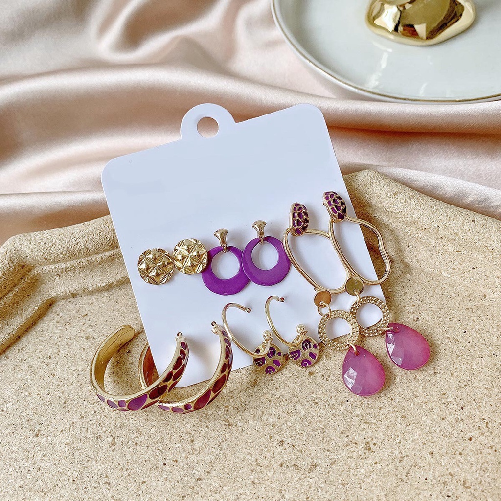 [Set 6 Đôi] Bông Tai Nữ Cao Cấp ERASHOP 076712 - Phối Màu Tươi Tắn, Độc Đáo, Vintage, Siêu Rẻ Đẹp