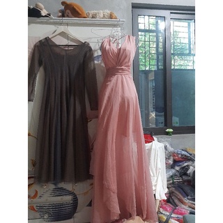 Váy Hồng maxi lụa dài