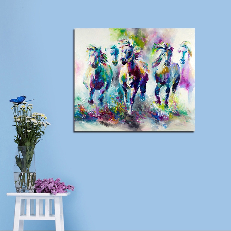 Tranh Vải Canvas Treo Tường Trang Trí Nội Thất Hình Chú Ngựa Độc Đáo
